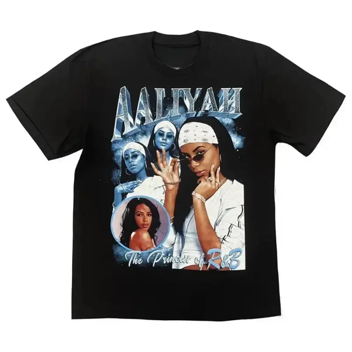 Boxy Fit Streetwear Y2K Graphic Heavyweight CottonAmerican Singer Aaliyah T-shirt Hip-hop Rapper Niche T-shirt Crew Neck Loose and Comfortable Cotton Short-sleeved Men's ClothingOrganic Cotton