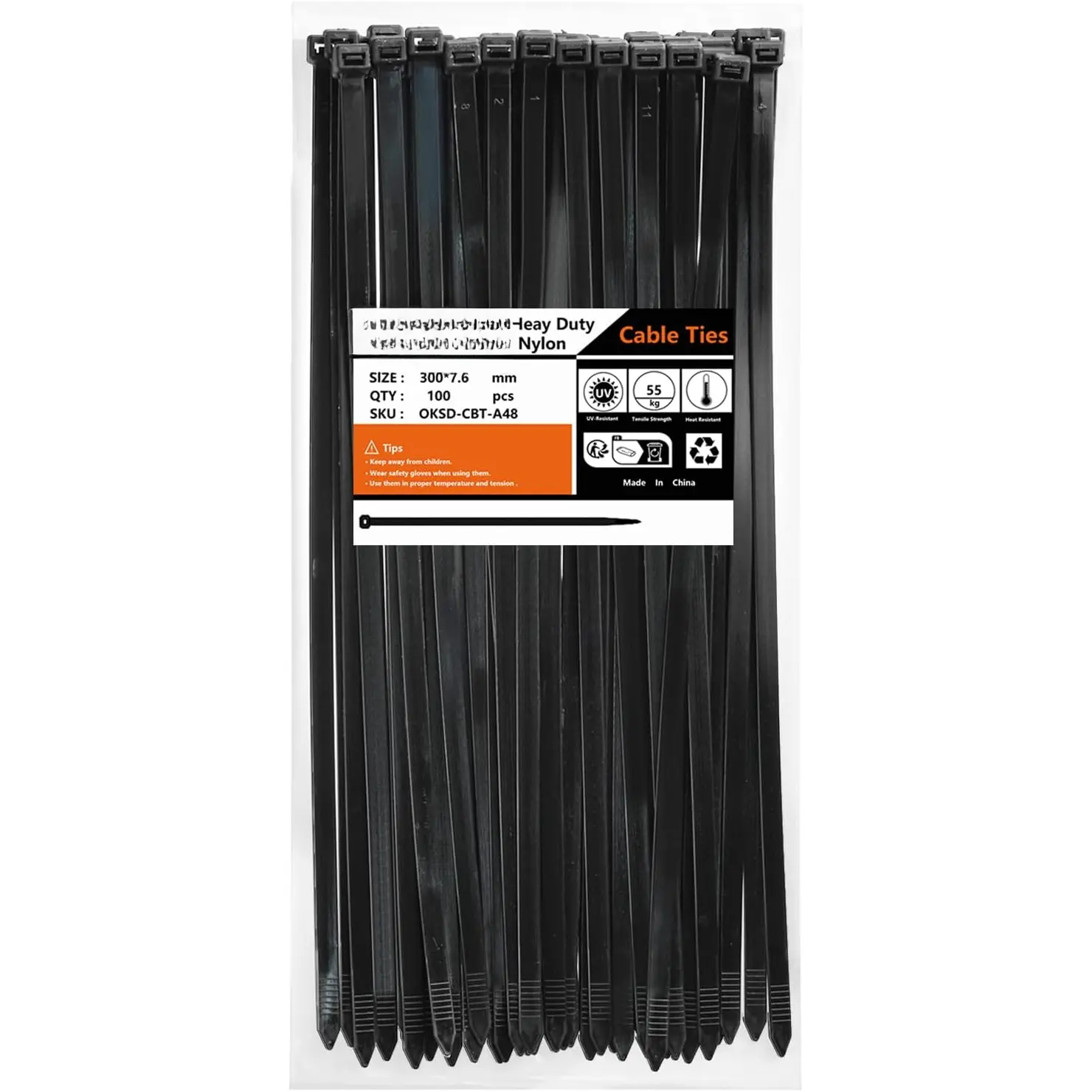 100 Pack 12 inch Black Heavy Duty Zip Ties Thick  Ties with 120 lbs Tensile Strength Large Plastic Wire Ties