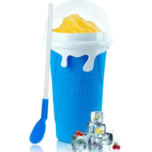 Large Slushie Cup 500ml,Frozen Magic Slushy Cup Maker,DIY Homemade Ice Cream,Milk Shake,Drinks Smoothie,Fruit Juice Slush Cup,Cool Stuff Gifts for  and Family - Blue
