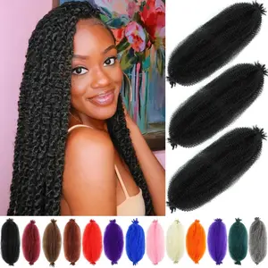 Afro Twist Hair 24 Inch 3 Packs, Springy Afro Twist Hair Pre Fluffed Spring Twist Hair Pre Stretched Wrapping Hair for Soft Locs Hair Extensions
