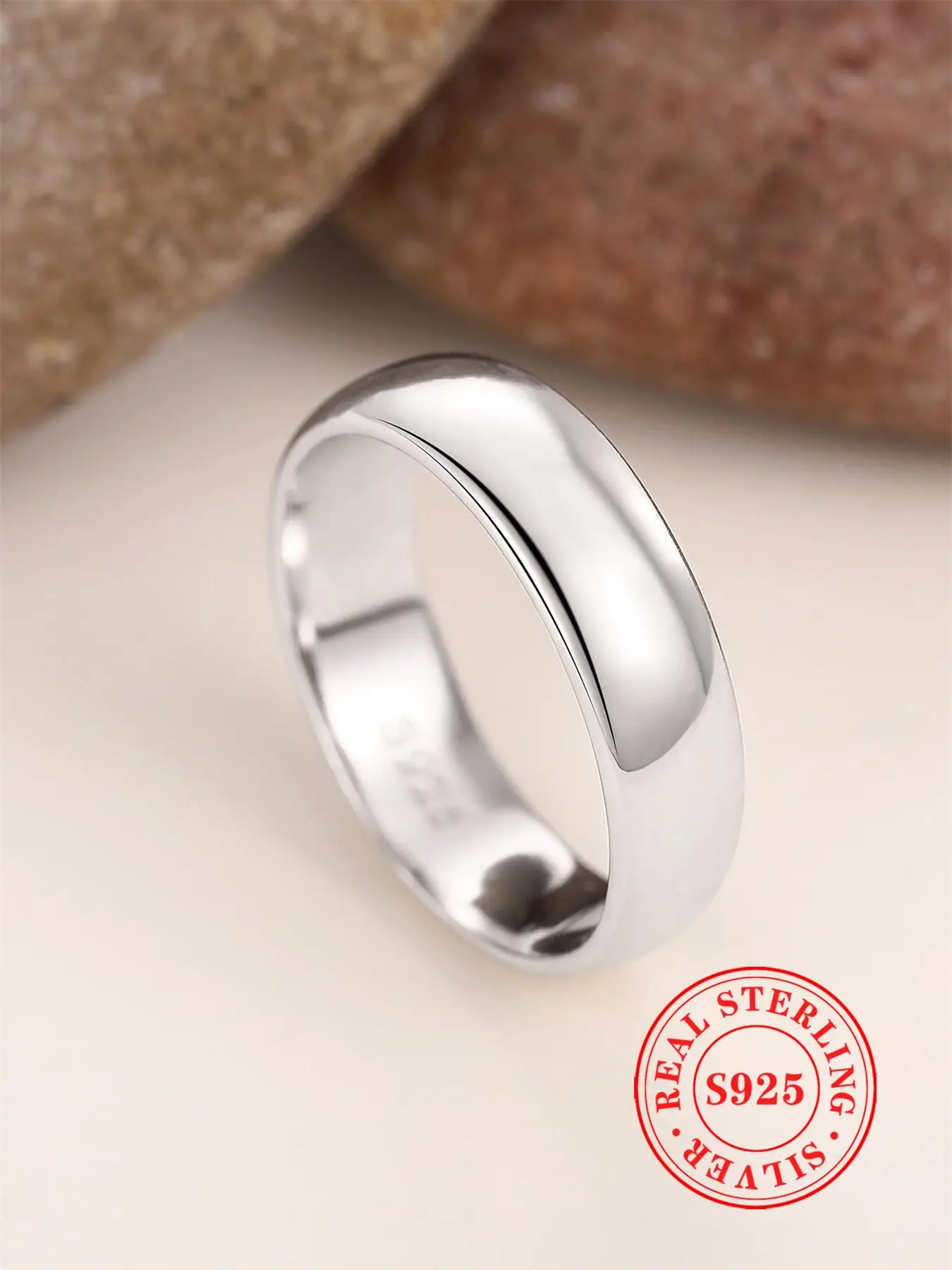 S925 Sterling Silver Simple Style Plain Color Ring, Fashion Accessories for Women & Girls, Trendy All-match & Exquisite Jewelry for Birthday Gift Wedd