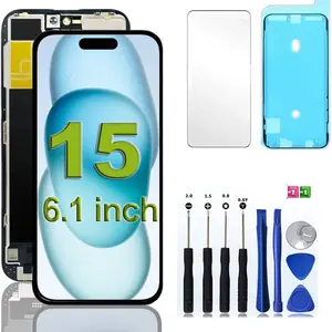 for iPhone 15 Screen Replacement 6.1 inch, 3D Touch LCD Display Digitizer Assembly with Repair Tool
