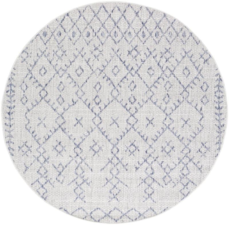 Livabliss EAG2403-67RD Handwoven Polypropylene Round Decorative Rug - 79x79 in, Aegean Taupe Multi-Color (Oatmeal, Pale Blue), Abstract Bohemian Pattern, Anti-Skid, All Weather Waterproof, Aesthetic Area Rugs, Indoor/Outdoor, Global Decor