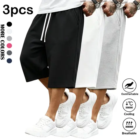 Men’s Elastic Drawstring Athletic Casual Shorts - 7/8 Knee-Length Unisex Bottoms for Basketball, Fitness, Summer Wear, s