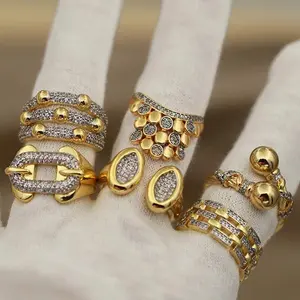 New Sight Women's Adjustable Fitted Beaded Gemmed Rings - Cubic Zirconia Metal Beads Open, Colored Gemstone Luxury Waterdrop for Wedding & Engagement, Cubic Zirconia Rings