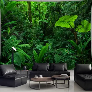 [1pc Tropical Tapestry] 1pc Polyester Tropical Rainforest Tapestry - Vibrant Wall Hanging with Lush Green Foliage & Greenery, Living Room, Bedroom, Dorm Decor - Free Hanging Clip, Party Decoration |       Lush Greenery Design |       Room Decor
