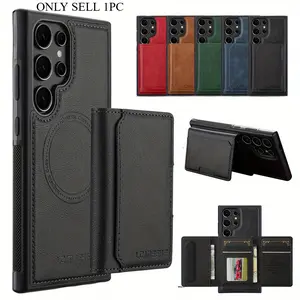 Faux Leather Magnetic Detachable Wallet Case Cover Cellphone Accessories for Galaxy S26/S24/S25 Ultra, S21+/S22+/S23+, S24/S25 Plus, S21/S23/S24 FE, S25/A14/A34/A54/A15/A35/A55/A53/A16/A36/A56/57 Edge