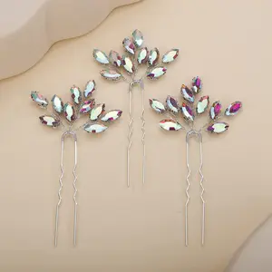 3pcs Bridal Crystal Hair Pins Rhinestones Hair Pieces Simple Purple Crystal Wedding Hair Pins Handmade Hair Accessories for Women Bride Girls (Purple)