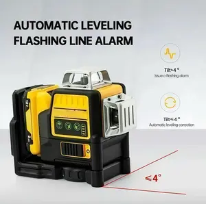【Best-selling product】Complete 12V Lithium Laser Level System: 3D 360° Green Beam, 12 Precision Lines, IP65 Dust/Water Resistant & Over-Mold Protection