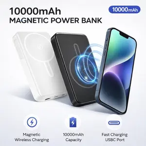 10000mAh Magnetic Wireless Power Bank - PD Fast Charging, MagSafe Compatible for iPhone 17/16/15/14/13/12, Portable Charger with USB-C, TikTok Viral Travel Essential, Christmas Gift for Apple Users