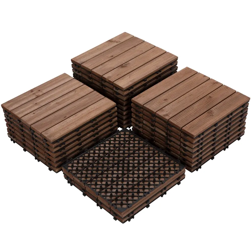 Yaheetech 27PCS Interlocking Patio Deck Tiles 12x12in Wood Floor Tiles Indoor & Outdoor Flooring for Patio Garden Deck Poolside