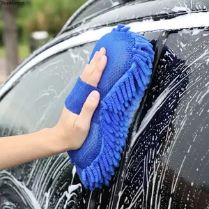 Microfiber Chenille Car Wash Sponge Glove - Soft Scratch Free Cleaning Pad Brush for Car Exterior & Interior Detailing
