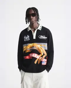 WATSON OLYMPICS LEAP LONGSLEEVE RUGBY POLO (BLACK)