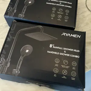 Ryamen Dual Shower Head | 8" Rainfall + Handheld | Adjustable Height | High Pressure | Luxury Standing Showers