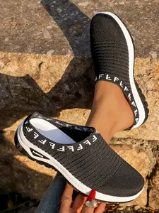 Women's casual lightweight knitted breathable slip-on sports shoes, comfortable, soft, Casual Trendy Flat shoes, suitable for walking comfortably in all seasons, perfect for daily casual wear and commuting to work or school