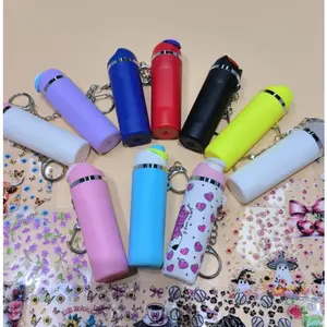 38pcs New Mini Tumbler Keychains and Random Stickers Set (Including 8pcs Different Color Mini Keychains and 30pcs Random UVDTF Stickers) --- Cute Charms DIY Gifts Cup Stickers Gifts for Cup Keychain Accessories, Handbags and Backpacks