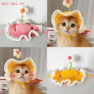 Handmade Knitted Pet Cat Dog Headband Hat, Cute Photo Prop Accessory, Cosplay Costume Headwear for Pets, Adorable Animal Accessories