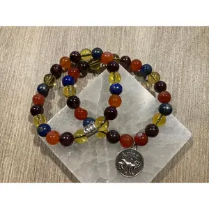 Aries Astrology Zodiac Bracelet - Carnelian - Garnet - Citrine - Lapis Lazuli - March April - Crystal Healing Jewelry
