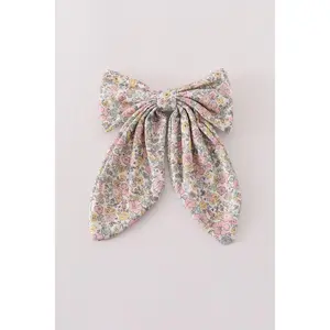 Pink floral print hair sailor bow