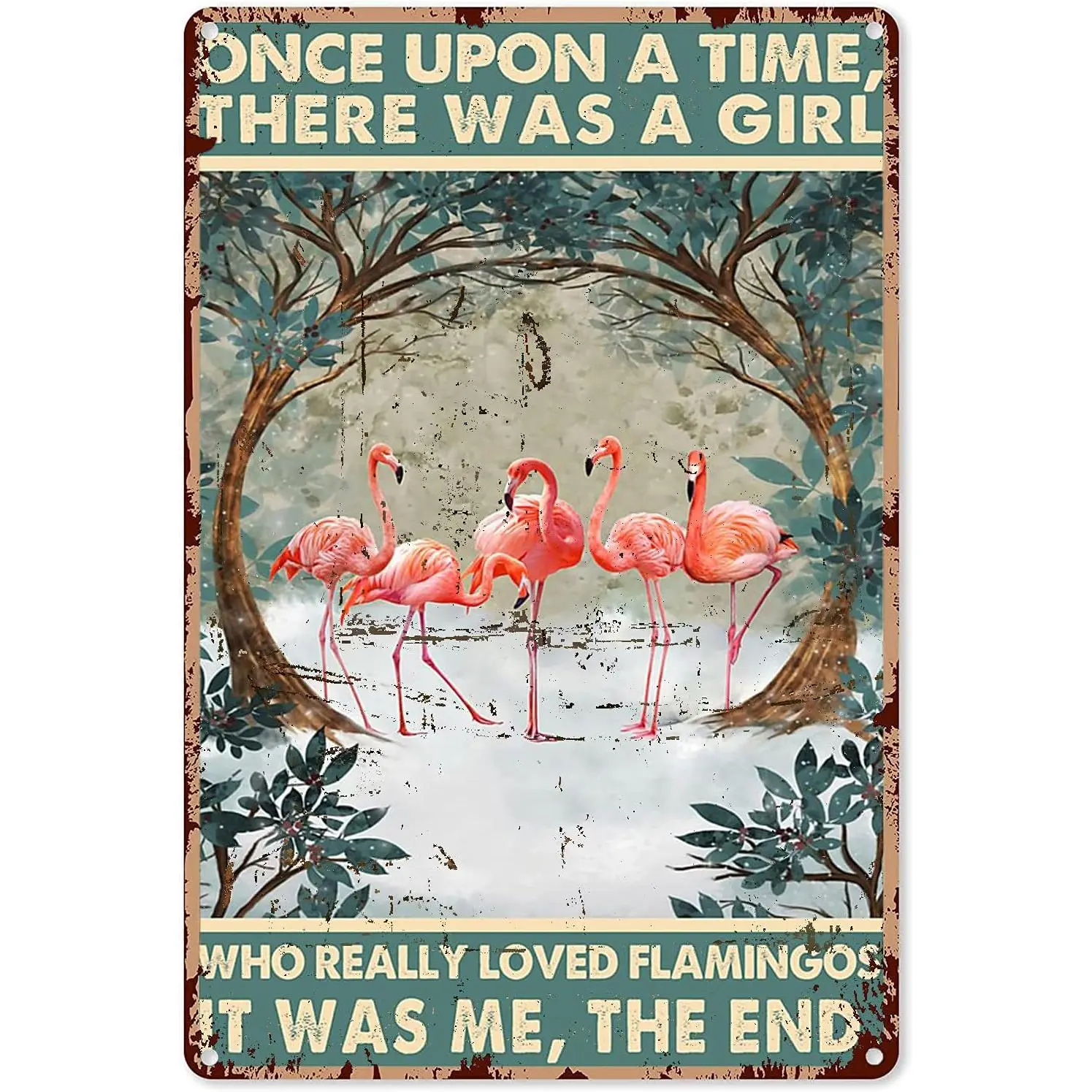 12x8 in Flamingo Themed Metal Wall Art Sign, Home Decor for Bathroom, Beach-Inspired Wine Lovers Decor with "Sassy Since Birth Salty By Vacation Time" Quote, Tin-Aluminum Plaque for Home Parties & Outdoor Use, Decorative