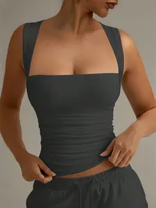 Women's Fashion Casual Vacation Slim Fit Vest, Perfect for All Seasons Summer Wear, One-Shoulder Neckline, Sleeveless Design