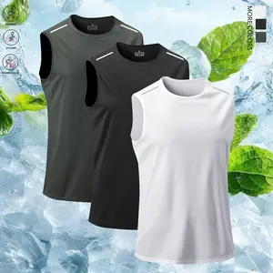 Men’s 3-piece sleeveless T-shirt set — breathable, quick-dry athletic shirts suitable for summer gym workouts, running, and training