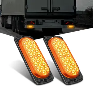 Nilight 5.5 Inch Aluminum Housing Tail Light 2 PCS 24 LED Amber Left Right Turn Signals Marker Light Surface Mount IP67 Waterproof for 10-30V RV Camper Trailer Truck Bus Boat