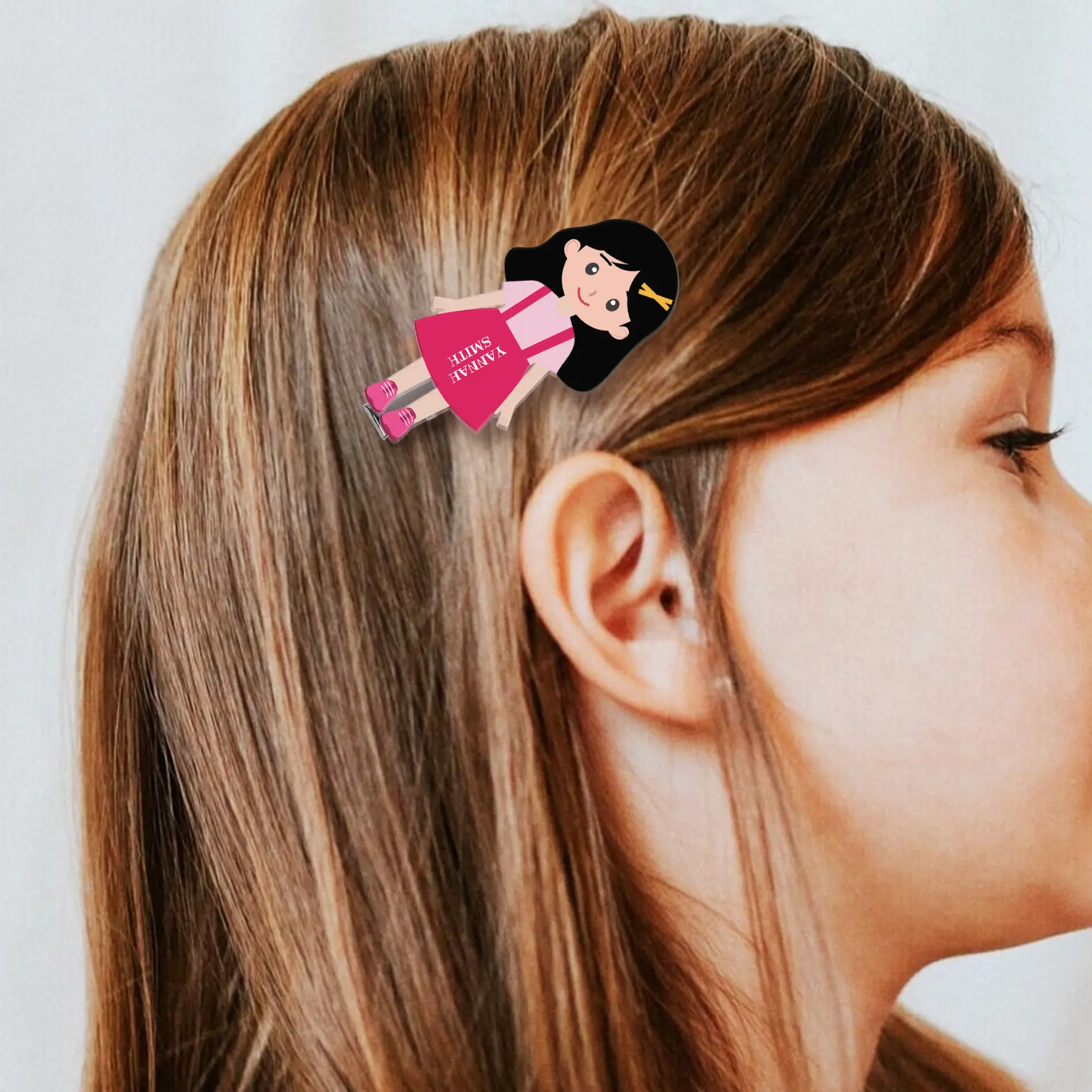 Personalized Character Hair Clip Favorite Cartoon / Anime Character  Name  Custom Made Acrylic Hair Accessory Unique Gift for Girls & Women  Birthday / Party / Everyday Trendy Custom Hair Clip With Your Chosen Character