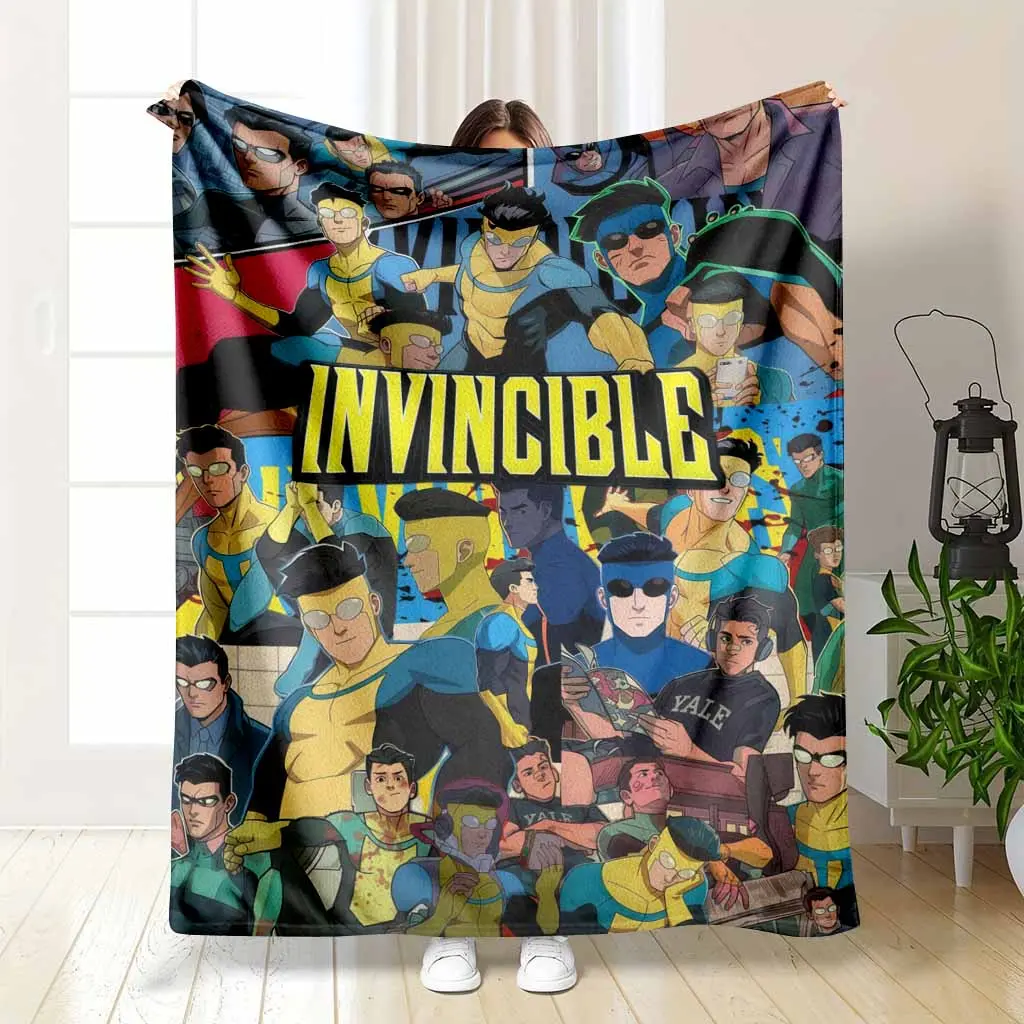 Invincible Superhero Flannel Blanket Comic Art Print Design Soft Warm Lightweight Cozy Durable Throw Perfect for Sofa Bedroom Living Room Office Gift Decor