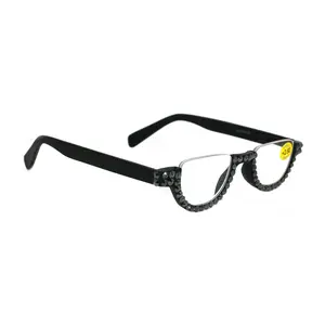 Half Moon, (Bling) Woman Reading Glasses Adorned W (Hematite) Genuine European Crystals Reader +1.25 +1.50... +4  Frame, NY Fifth Avenue.