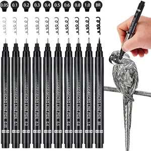 Pen Fineliner Pens, 10 Size Fine Point Archival Black Ink Pens,  Multiliner Pen for Artist Illustration, Sketching, Art Drawing, Anime, Manga, DIY Gifts Projects