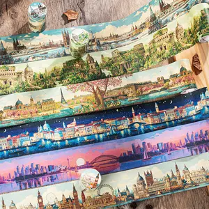 Beautiful Day Travel Scenery Theme Washi Tape European Traveler Series 6 Vintage Journal Collage