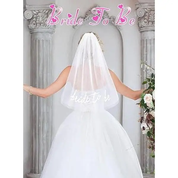 Embroidered Bride Bridal Veil from Soft Fabric for the Bride-To-Be, Lightweight Comfortable Wedding and Bachelorette Party Accessory, Unique Style, Exquisite Detail, Modern Classic