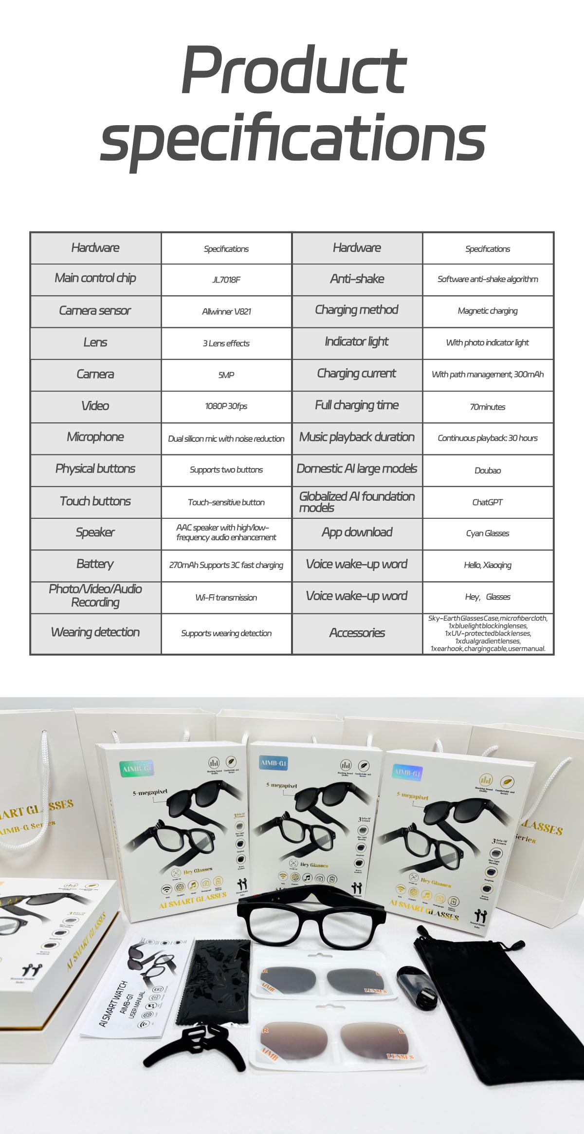 Smart AI Camera Glasses with 5MP 1080P HD Video Recording Photochromic Lenses Button Touch Adjustment for Travel Outdoor Adventures Hands-Free Photography 160+ Languages Translation Bluetooth Wireless Wearable UV Protection