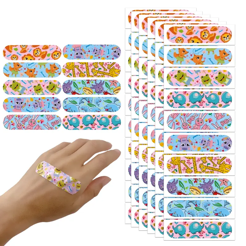 100pcs Colorful Fun Pattern Bandages Plasters, Foot & Body Anti-Chafe Patches, Cute Animal Themes Design, Durable Adhesive Strips Aid for Feet Protection