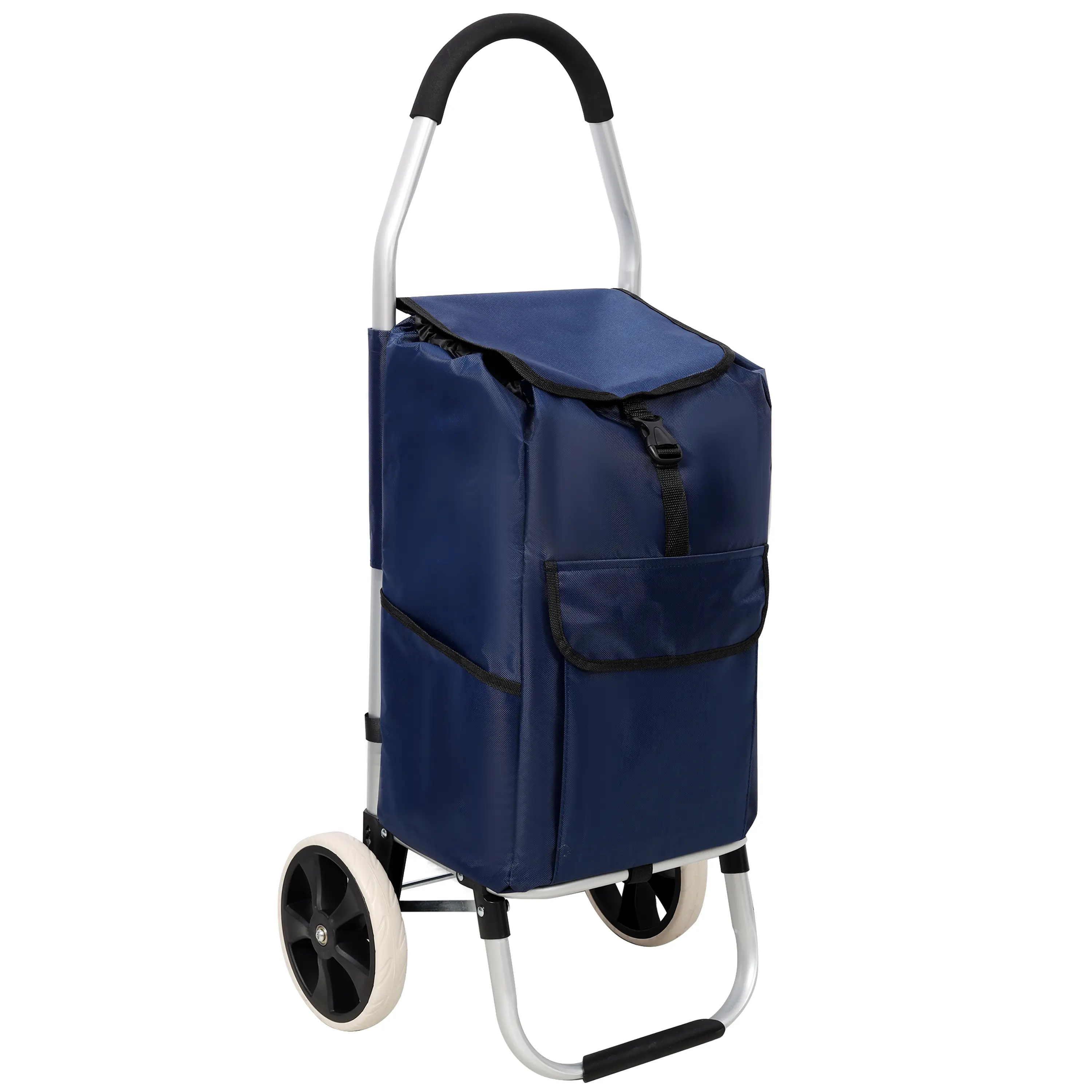 Foldable 40L Utility Trolley for Tools & Hardware, Lightweight Alloy Frame Shopping Cart with Detachable Oxford Bag, Lightweight Shopping Bag, Detachable Bag