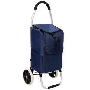 Foldable Shopping Cart, Utility Trolley with Oxford Bag Blue