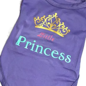 Pet Little Princess Shirt (Purple) for Summer - Breathable and Stylish dog apparel Fashionable Letter Small Costume Clothing