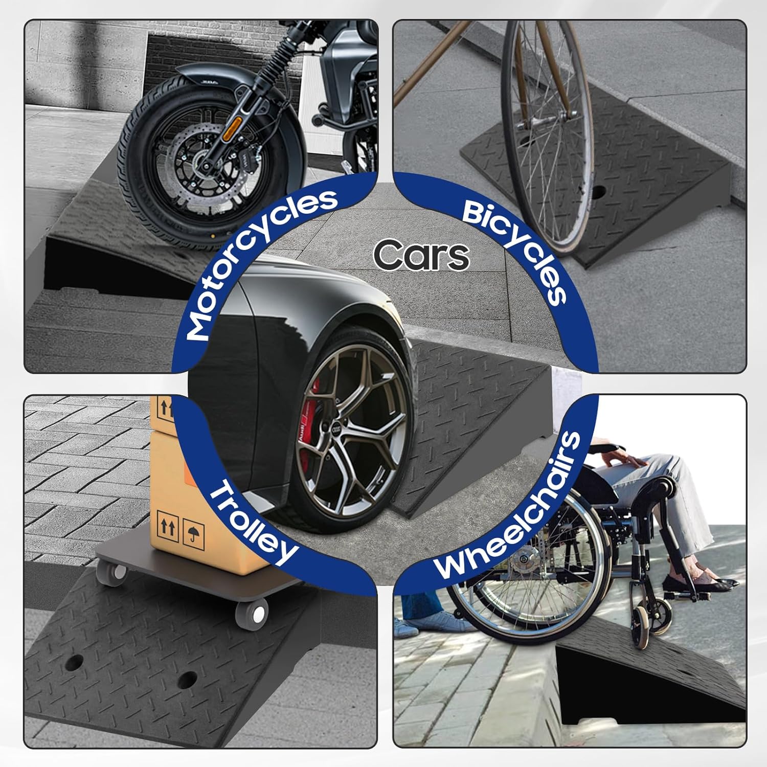 2pcs Car Ramp Portable Non-Slip Black Height Durable Plastic for Cars Motorcycles Wheelchairs Pets