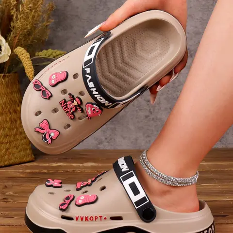 Women's Summer Fashion Cut-Out Cute Soft, Cartoon Accessories, Soft Eva Sole, Indoor/outdoor, Hand Washable, Plus Size, Comfortable Shoes, Casual Home Slippers