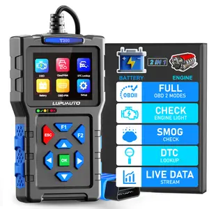 LupuAuto T300 OBD2 Scanner Automotive Scan Tool - Car Diagnostic Tool, Fault Code Reader, Car Voltage Tester, Real-Time Data Monitor, Portable Jump-Starting Device with LED Lights