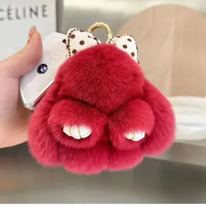 Plush Rabbit Keychain - It comes with a soft and fluffy pastel key ring, and the cute rabbit charm can also be used as a bag chain. This keychain is an ideal Valentine's Day gift and birthday keepsake for ladies, and it also serves as a lovely cartoon acc
