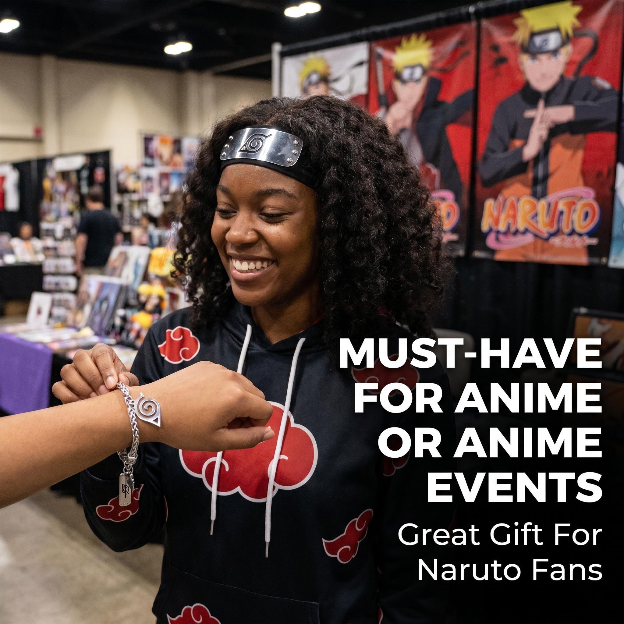Naruto Anime Thick Chain Alloy Bracelet - Multi-Style, Multi-Symbol Comics Cosplay Gear with Konoha Akatsuki Cloud, Shuriken Pendant, 21.9cm Adjustable Metal Bangle, Graduation Gift for Anime Fans