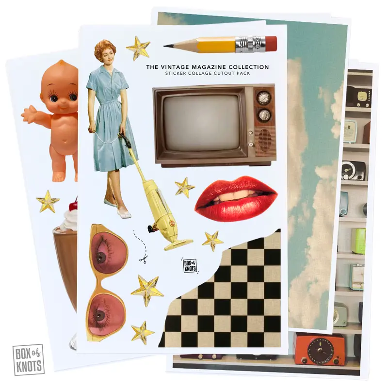 Vintage Magazine Collage Collection | UPDATED EDITION | Full Sheet Sticker Collage Cutout Pack for Junk Journaling and Scrapbooking