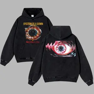 [Moshroom] System Of A Down Mezmerize V2 Oversize Lightweight Acid Washed Tee Hoodie Rock Music Metal Gothic Punk Emo Grunge Post-hardcore Graphic Design Top Cotton Streetwear Game T-Shirt Crewneck Clothes Menswear Womenswear
