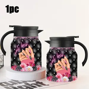 1pc 34ozStainless Steel Tea Pot, Tea Kettle, Durable Cold & Hot Drinkware, Ideal Gift for Camping Office Travel Gym, 316 Stainless Steel Teapot