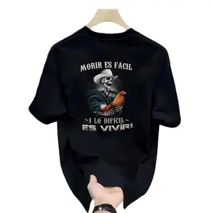 SageSprint Men's Moris Es Facil Mexican Style T-Shirt, Big Rooster Gamefowl Shirt, Father's Day Ideal Gift, Shirt For Dad For Husband For HimCotton Menswear Casual Top