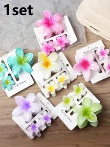 3pcs Gradient Flower Hair Clips, Summer Fashion Sweet Style Hair Accessories, Perfect for Outing and Commute, Cute Gift Hair Clip Set