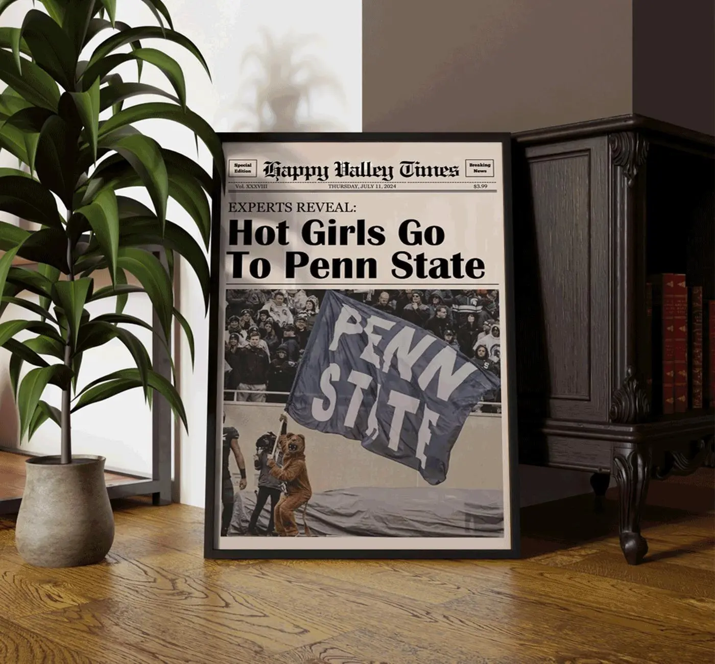 [UNFRAMED POSTER] Hot Girls Go To Penn State Newspaper Poster, Minimalist Poster Decor, Home Decor