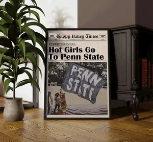 [UNFRAMED POSTER] Hot Girls Go To Penn State Newspaper Poster, Minimalist Poster Decor, Home Decor